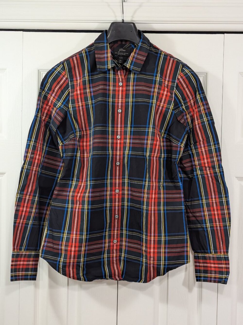 J.Crew Womens Slim Stretch Shirt in Black Stewart Tartan - Picture 1 of 11